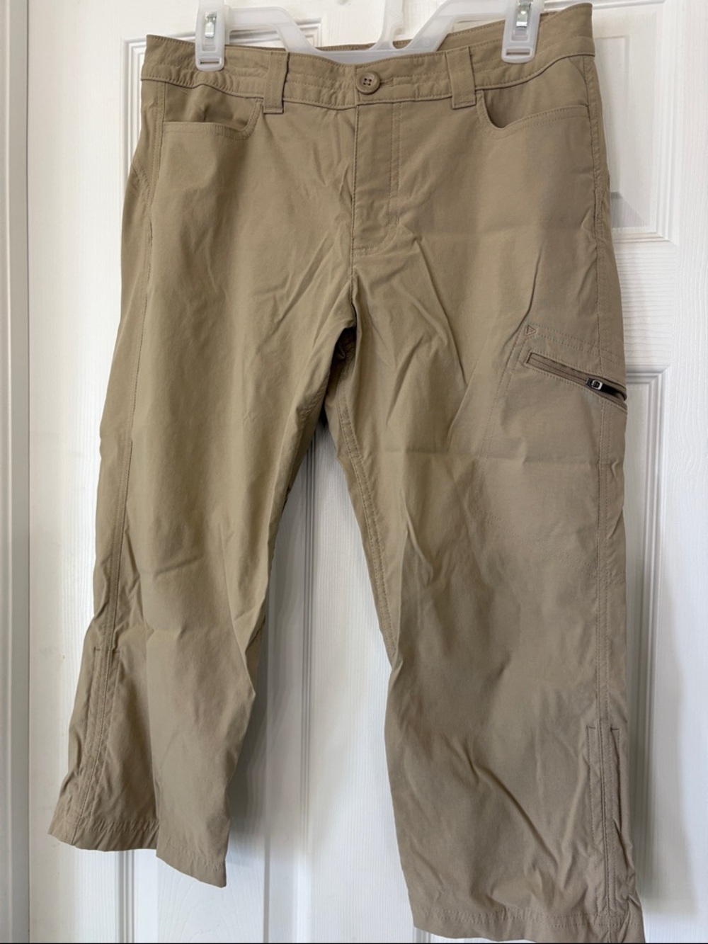 Eddie Bauer Women's Tan Capris with Side Zip Pocket